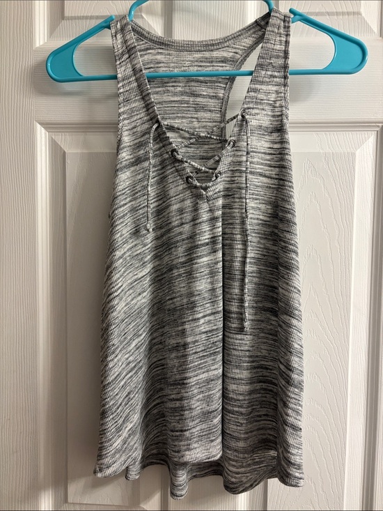 Hollister Tops - Hollister Heather Grey Lace-Up Razorback Tank Top